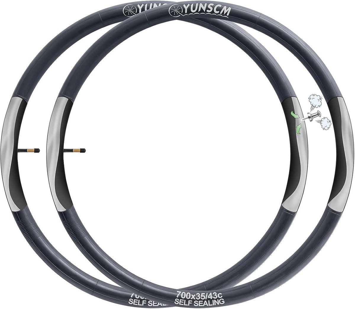 SnelShoppen - 700C Zelfsluitende Fietskamers 700x35C 700x38C 700x40C 700x42C Automatische Reparatie, Anti-Punctie Binnenbanden 48mm Schrader Ventiel 2