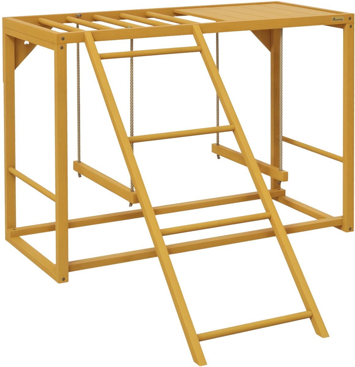 Houten Kippen Speeltoestel – Kippen Playground met Schommels & Ladder – Geel