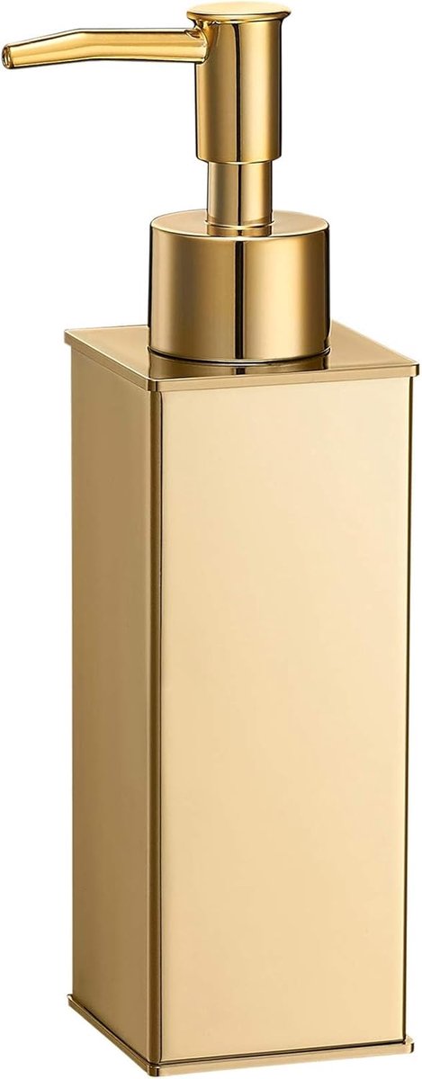 SnelShoppen - Gouden Vierkante Zeep- en Shampoo Dispenser voor Badkamer en Keuken, Luxe Design, Handzeep, Shampoo, Vloeibare Zeep, Duurzaam, Praktisch