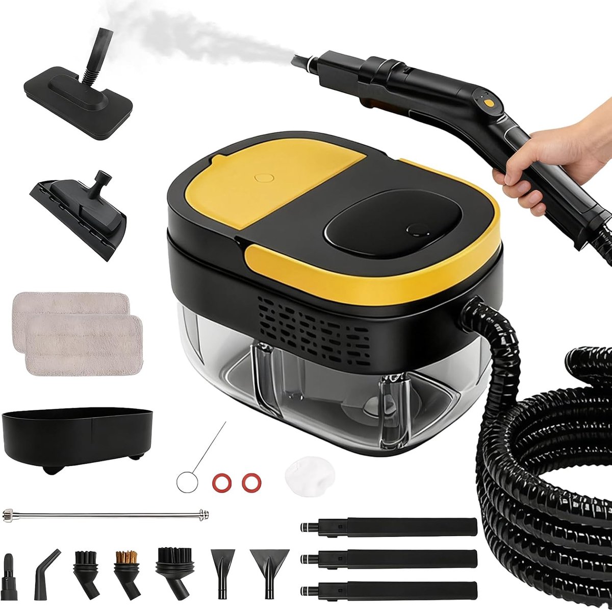SnelShoppen - Steam Cleaner 2500W Handapparaat met 17 Accessoires, 10 Sec Warm-up, 1.6L Watertank, 4 Bar Stoomdruk, Draagbare Stoomreiniger voor Vloer