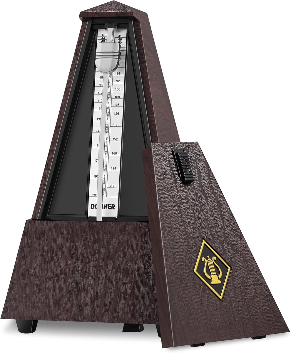 Thijox - Mechanische Metronoom voor Muzikanten - Bruin Houten DPM-1 - Voor Gitaar, Piano, Drum, Viool - 40-208 BPM - Klassieke Piramide Stijl