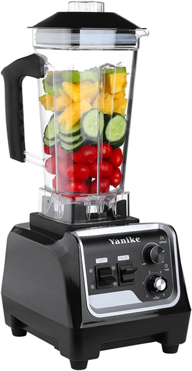 SnelShoppen - Professionele Blender 2200W voor Shakes en Smoothies, 2L BPA-vrij Tritan, Timer, Hoogwaardige Mixfunctie, Keuken en Commerciële Gebruik