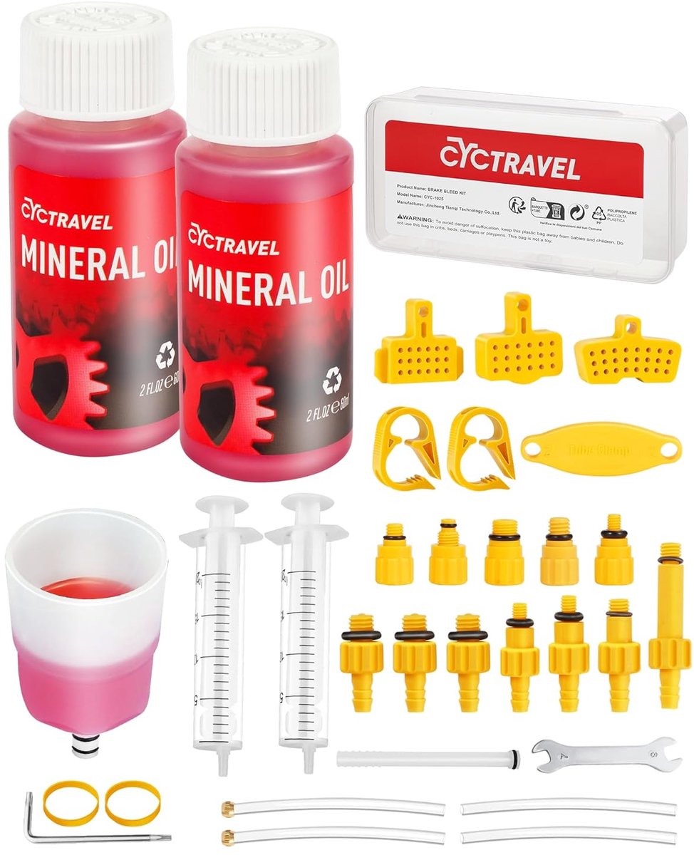 SnelShoppen - Hoogwaardige Bleed Kit voor Hydraulische Schijfremmen, Inclusief 120ml Mineralen Remvloeistof, Geschikt voor Diverse Fietsen, Eenvoudig
