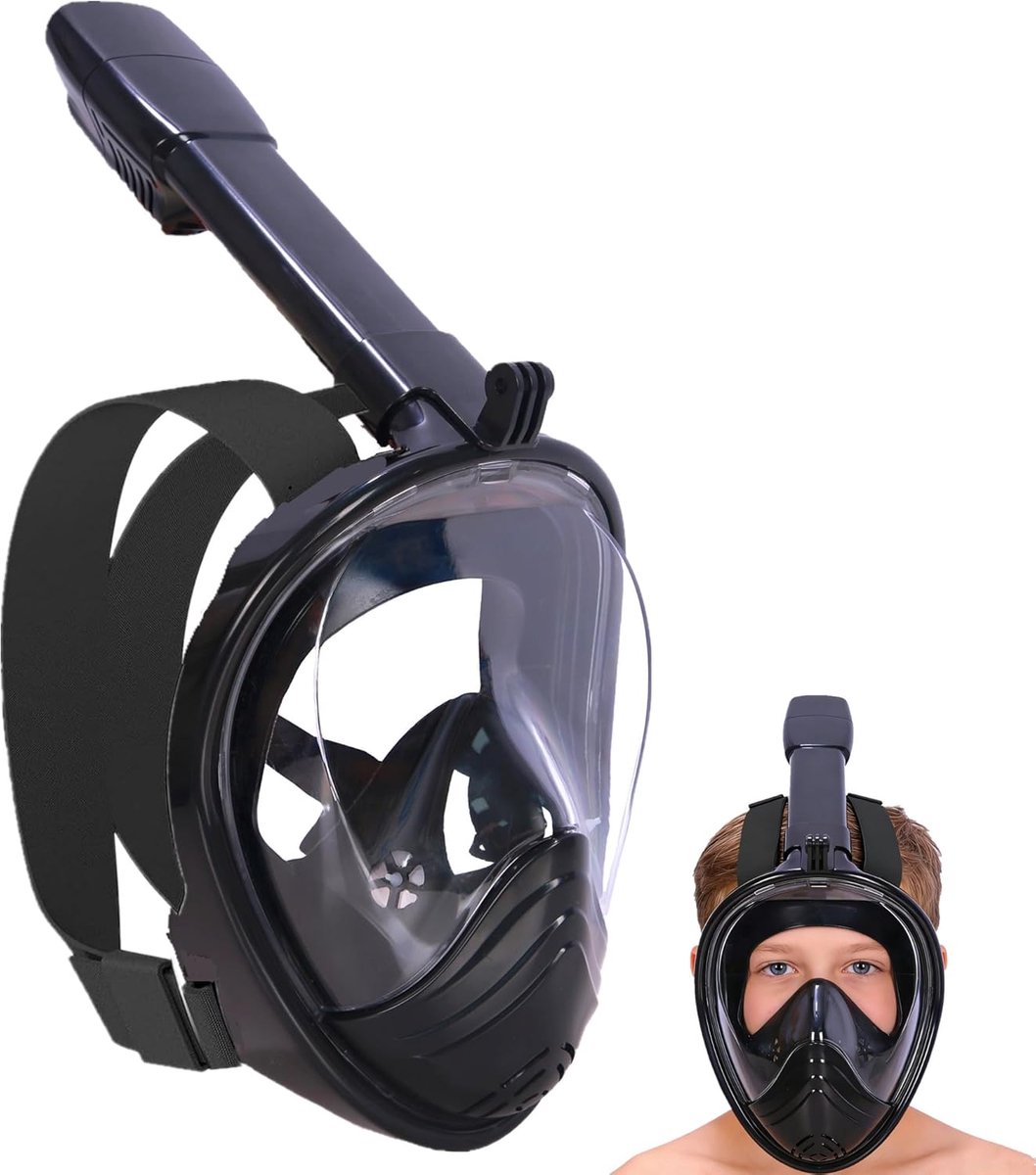 SnelShoppen - Duikmasker Kinderen, Volledig Gezicht Snorkelmasker, Vouwbaar Snorkelmasker met 180 Graden Kijkhoek en Camera Houder, Onderwaterspeelgoe