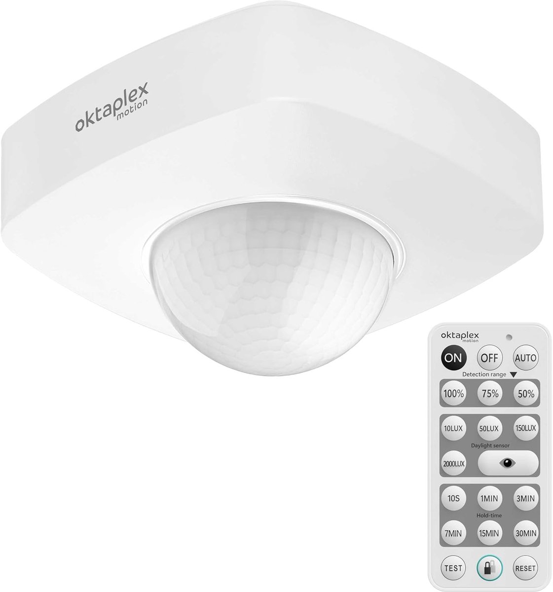 SnelShoppen - Bewegingssensor Buiten 360° met Afstandsbediening - IP65 Waterdicht Wand- en Plafondmontage - PIR Sensor tot Ø18m - Wit - Ideaal voor Tu