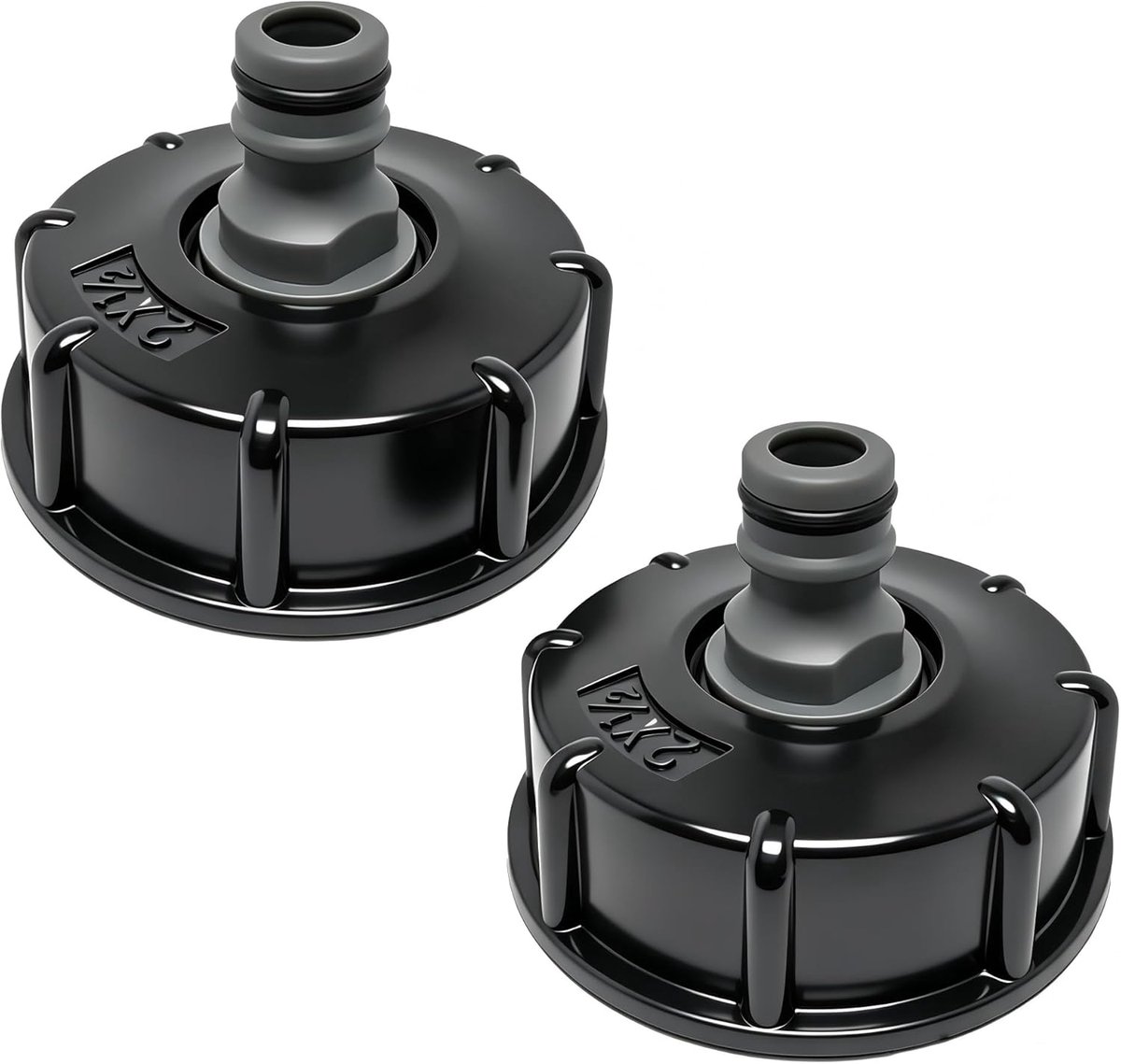 SnelShoppen - 2 Stuks IBC Tank Adapter met Vrouwelijke Draad, Pacifier Ventiel, Geschikt voor S60 x 6 1/2 Inch Tankafdekking, Voor Regenwatertank en T
