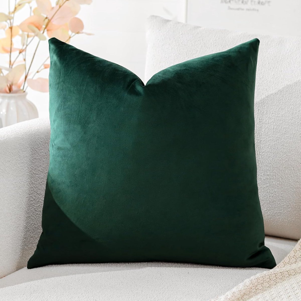 SnelShoppen - Luxe Velvet Kussenhoezen 50x50cm - Super Zacht Decoratieve Vierkante Kussenhoezen voor Sofa, Slaapkamer & Auto - Army Green