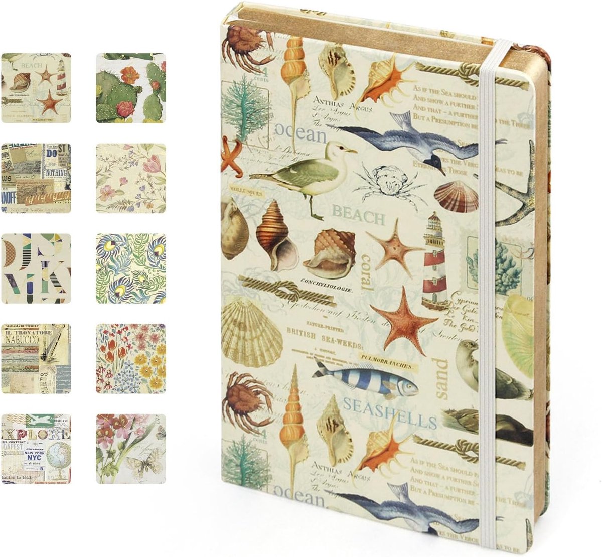 SnelShoppen - A5 Notebook Hardcover Lined Ocean Design met Elastiek, Boekmerk en Binnenzak - 106 Pagina's - Perfect voor School, Reizen en Kantoor - 1