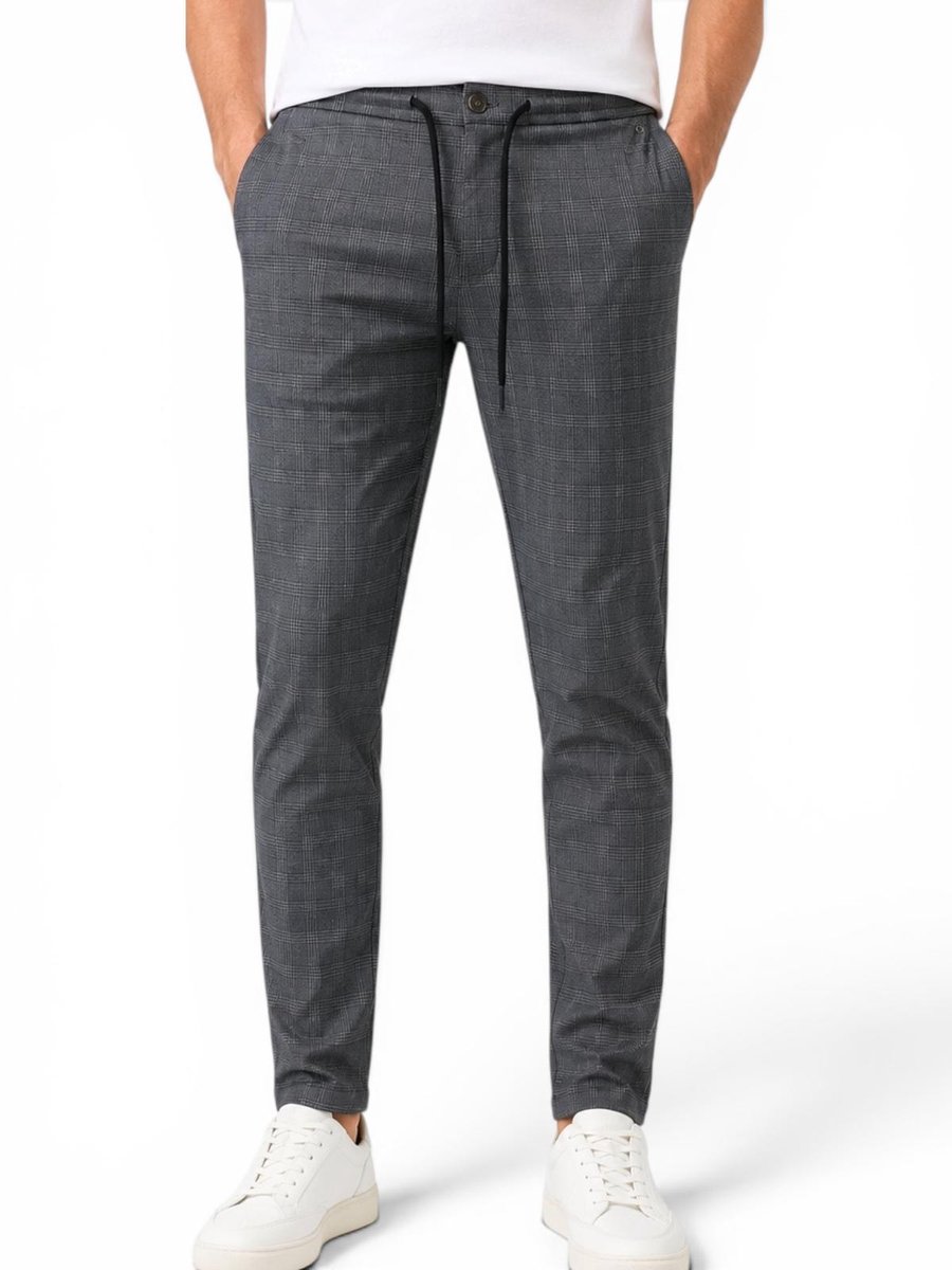 CAST IRON CHINO STRETCH PRINTED CHECK - MAAT W36 X L32