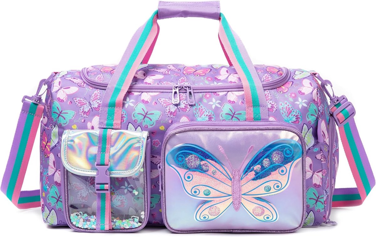 SnelShoppen - Travel Bag voor Kinderen, Meisjes, Ballettas, Sporttas, Duffle Bag met Schoencompartiment, Handbagage Weekendtas 50.8x28x20.8cm
