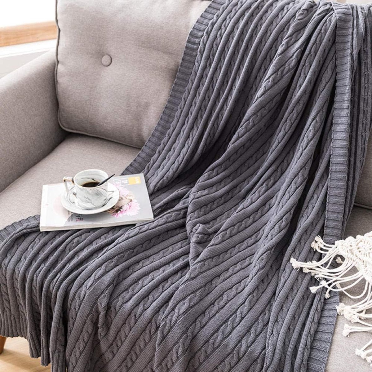 SnelShoppen - Fleece Dekbed Double/Twin Size 110x180 cm - Warm Fluffy Reversible Microfiber - Donkerbruin - Ideaal voor Bed, Bank, Camping
