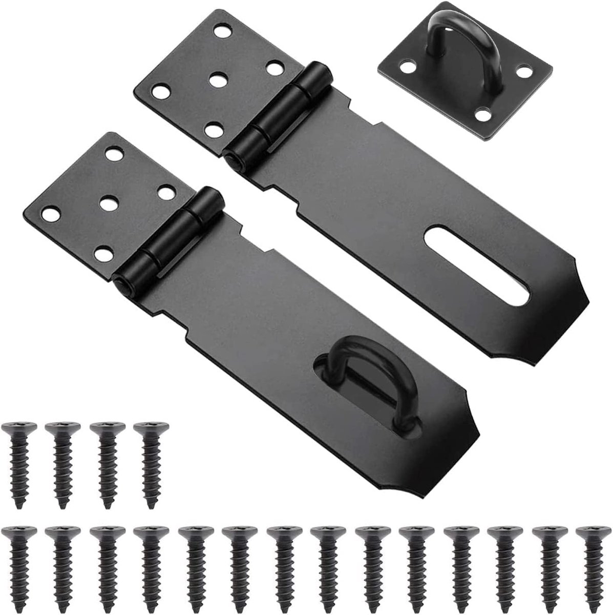 SnelShoppen - 2 Sets Padlock Robber 10cm - Rvs Beveiligingsslot voor Deuren, Garages, Schuren, Poorten, Houten Dozen - Zwart