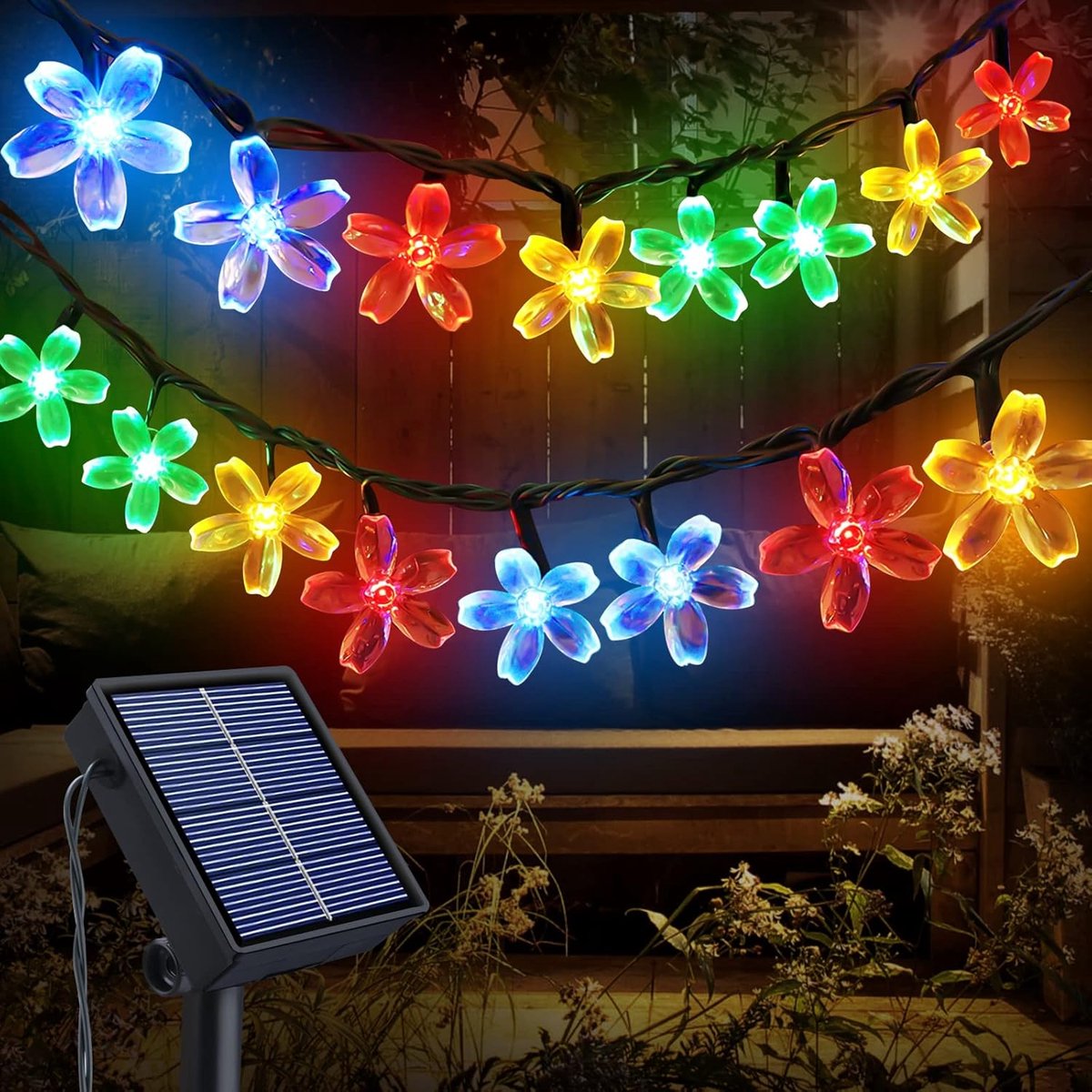 SnelShoppen - Solar String Lights Buiten 100 LED Cherry Blossoms 12m Tuinverlichting Waterdicht Decoratieve Lichten voor Feest, Bruiloft, Kerst, Tuin,