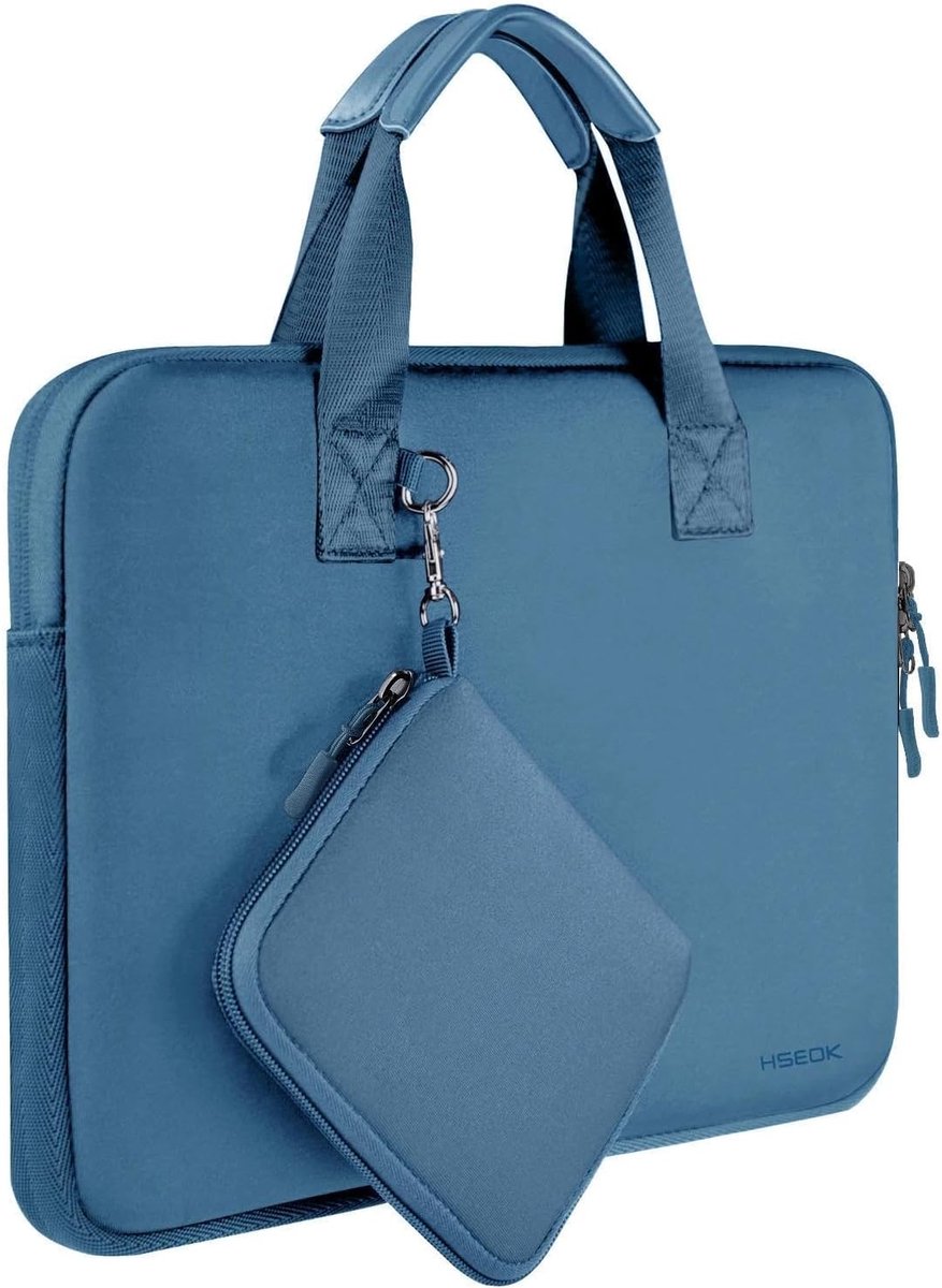 SnelShoppen - Laptop Sleeve 14 inch - Neopreen Computer Bag met Extra Compartment - Compatibel met 14 inch Notebooks, MacBook Pro/Air 13 inch - Mist B