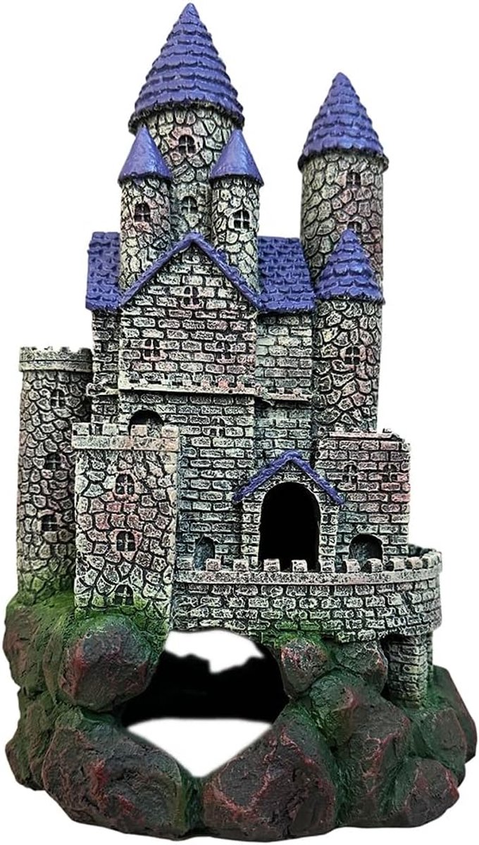 SnelShoppen - Aquarium Decoratie Kasteel - Middeleeuws Kasteel Ornament voor Vis Tank - Gothyche Castle Verstopplaats van Duurzaam Hars - Onderwater D