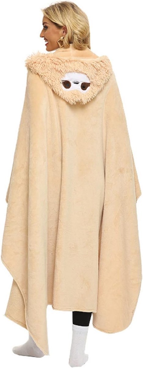 SnelShoppen - Sloth Deken voor Vrouwen - Draagbare Sloth Snuggle Dekens - Fluffy Sofa Dekens - 152x125cm Geel - Perfect voor Thuis, Feest en Ontspanni