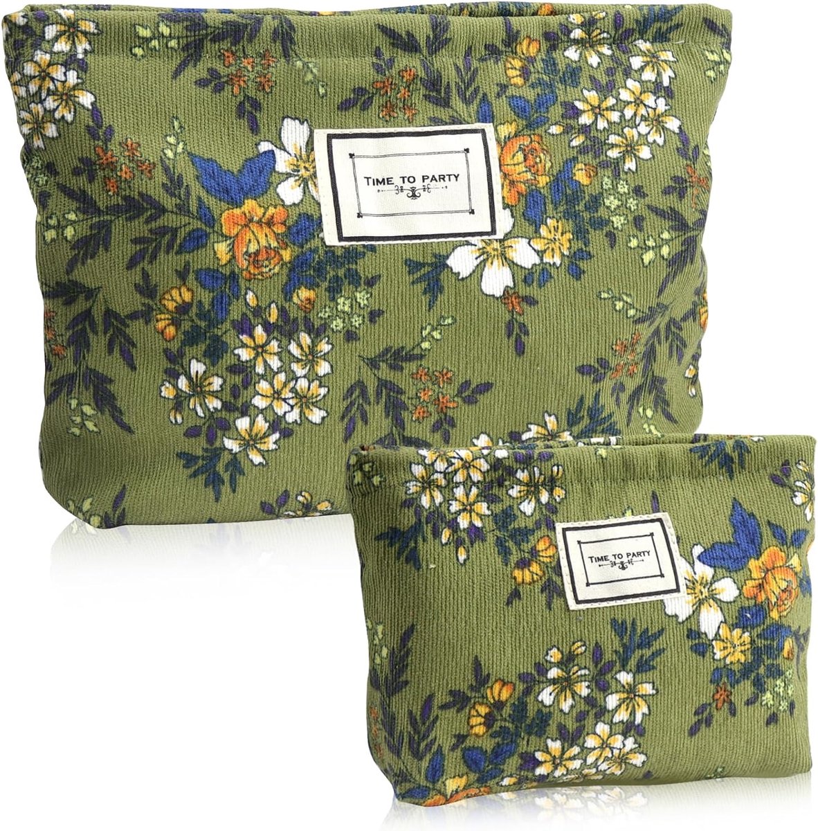 Thijox - Cosmetische Tas Toilettas Make-up Tas Reizen Waszak Koord Make-up Organizer Set Donker Groen Hoogwaardig Canvas en Corduroy Multifunctioneel