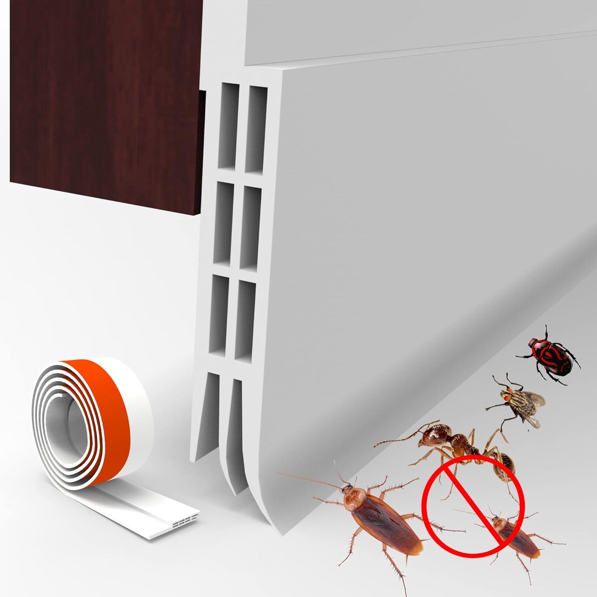 SnelShoppen - Sealing Strips Draught Excluder voor Deuren - Zelfklevende Geluidsisolatie en Luchtdicht - Bescherming tegen Licht, Lawaai, Insecten - 2
