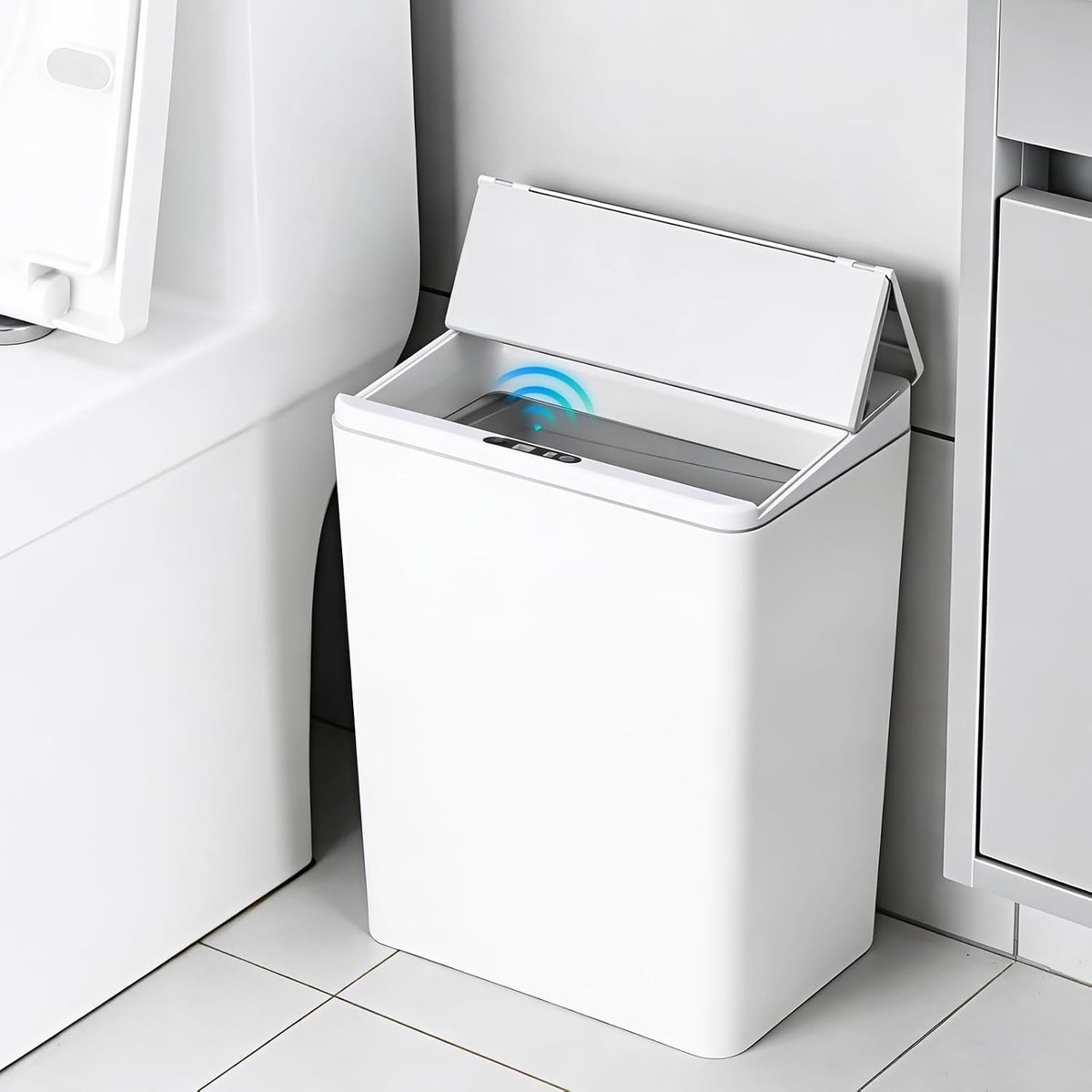 SnelShoppen - Automatische Vuilnisemmer met Sensor 13L - Infrarood Sensor Technologie, Luchtdicht, Wit - Ideaal voor Keuken, Badkamer, Slaapkamer, Kan