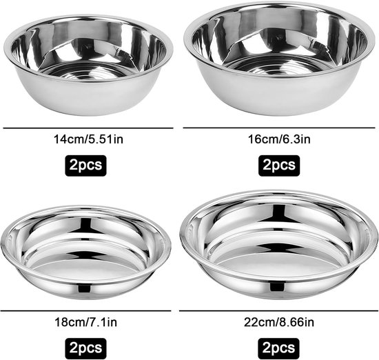 8-delige Camping Servies Set: RVS Borden en Schalen voor Buiten en Keuken — afbeelding 2