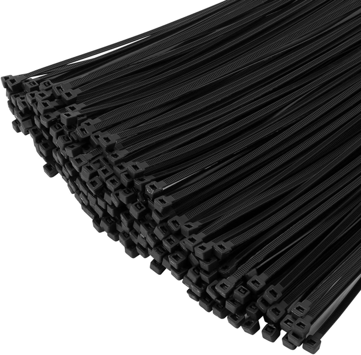 SnelShoppen - 1000 stuks kabelbinders zwart 300 mm x 4,8 mm met treksterkte, UV-bestendig, zelfborgende kabelbinders voor binnen en buiten gebruik