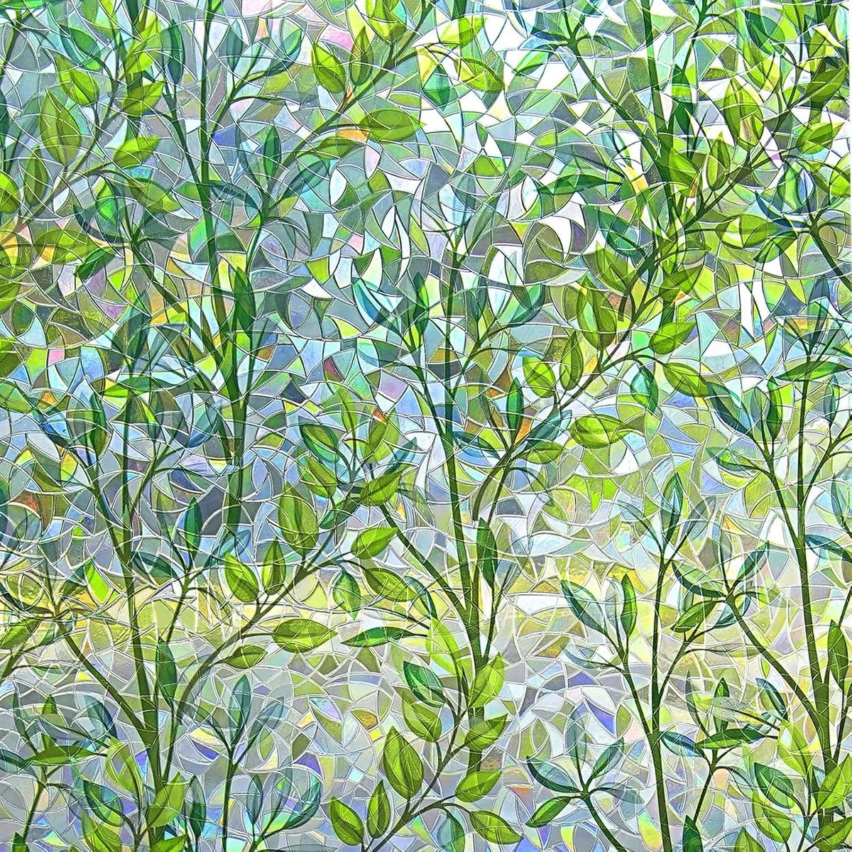 SnelShoppen - Opaque Static Adhesive Window Film 0.3 x 1 m - Herbruikbare Privacy Film met Groene Bladeren - Ideaal voor Woonkamer, Slaapkamer en Keuk
