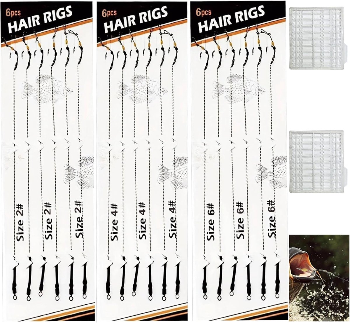 SnelShoppen - 18pcs Hoge K koolstofstaal Karper Haken Set met Boilie Stoppers - Maten 2# 4# 6# voor de Perfecte Vangst