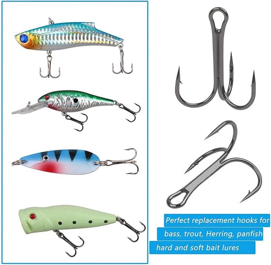 SnelShoppen - 50 Pcs Super Sharp Carbon Steel Triple Fishing Hooks voor Zee- en Zoetwatervissen, Maten 2/4/6/8/10# van Snelshoppen — afbeelding 2