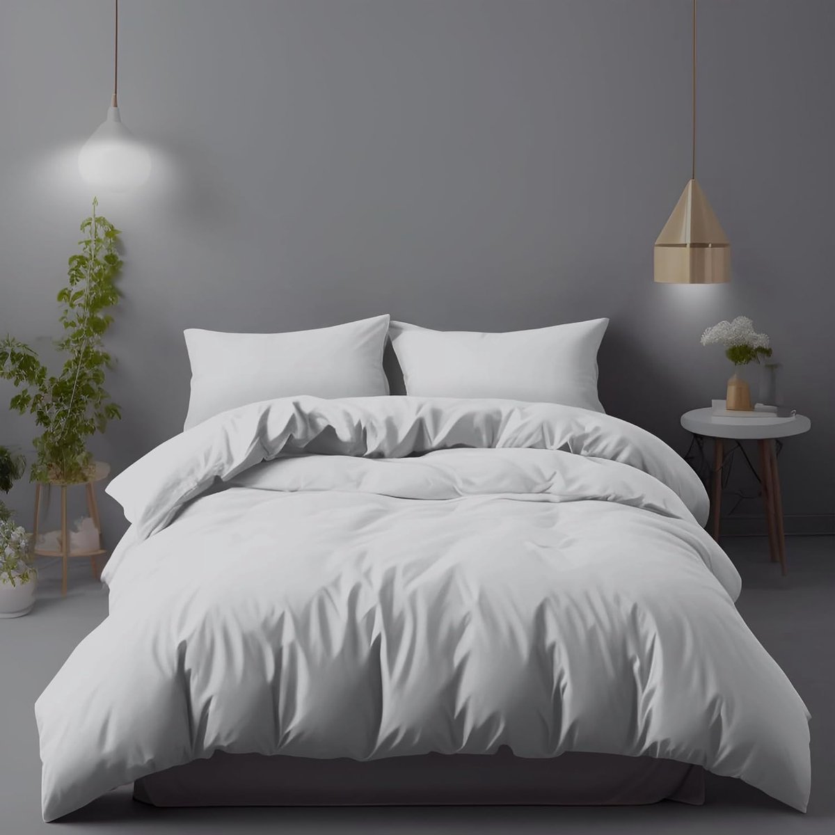 SnelShoppen - Luxe Microfiber Dekbedovertrek Set 240x220cm - 100 GSM Zilver met 2 Hoofdkussenslopen (65x65cm) - Hypoallergene Hotelkwaliteit, Eenvoudi