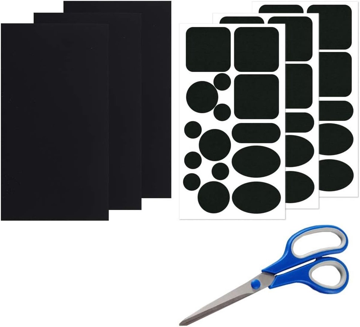 48x Zelfklevende Reparatiestukken Nylon Set voor Jassen, Tenten en Outdoor Kleding - Zwart