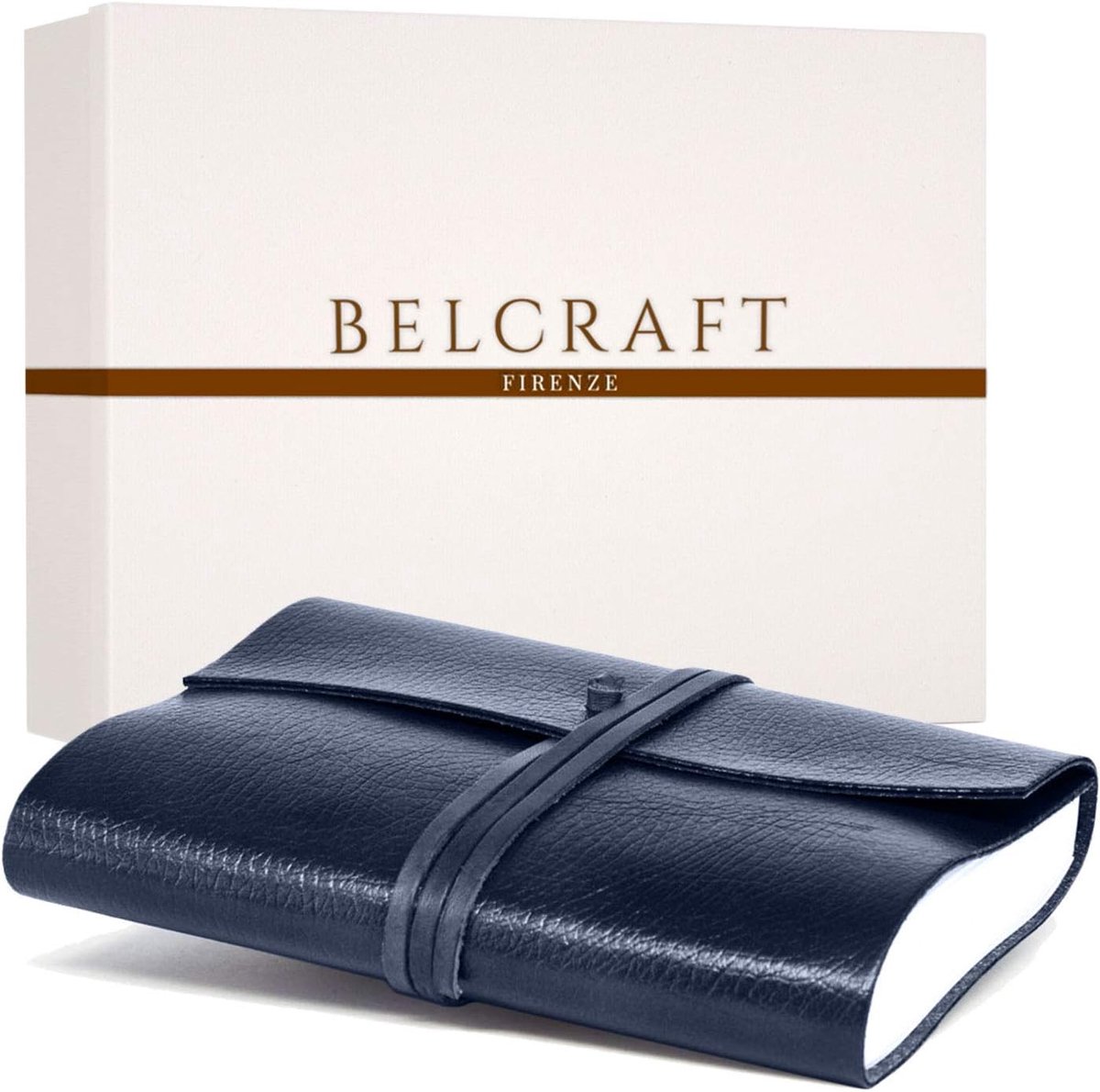 SnelShoppen - Luxe A5 Notitieboek, Dagboek van Gerecycled Leer, Elegante Notepad met Geschenkdoos, Navy Kleur, Ideaal voor Notities, Journalen en Cade