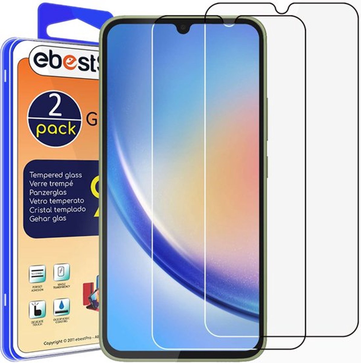 ebestStar - {2 Stuks} Gehard glas geschikt voor Samsung Galaxy A34 5G, Screen Protector Cover, Schermbeschermer Tempered Glass