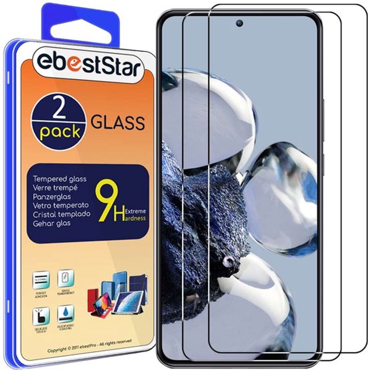 ebestStar - {2 Stuks} Gehard glas geschikt voor Xiaomi 12T Pro, 12T 5G, Screen Protector Cover, Schermbeschermer Tempered Glass
