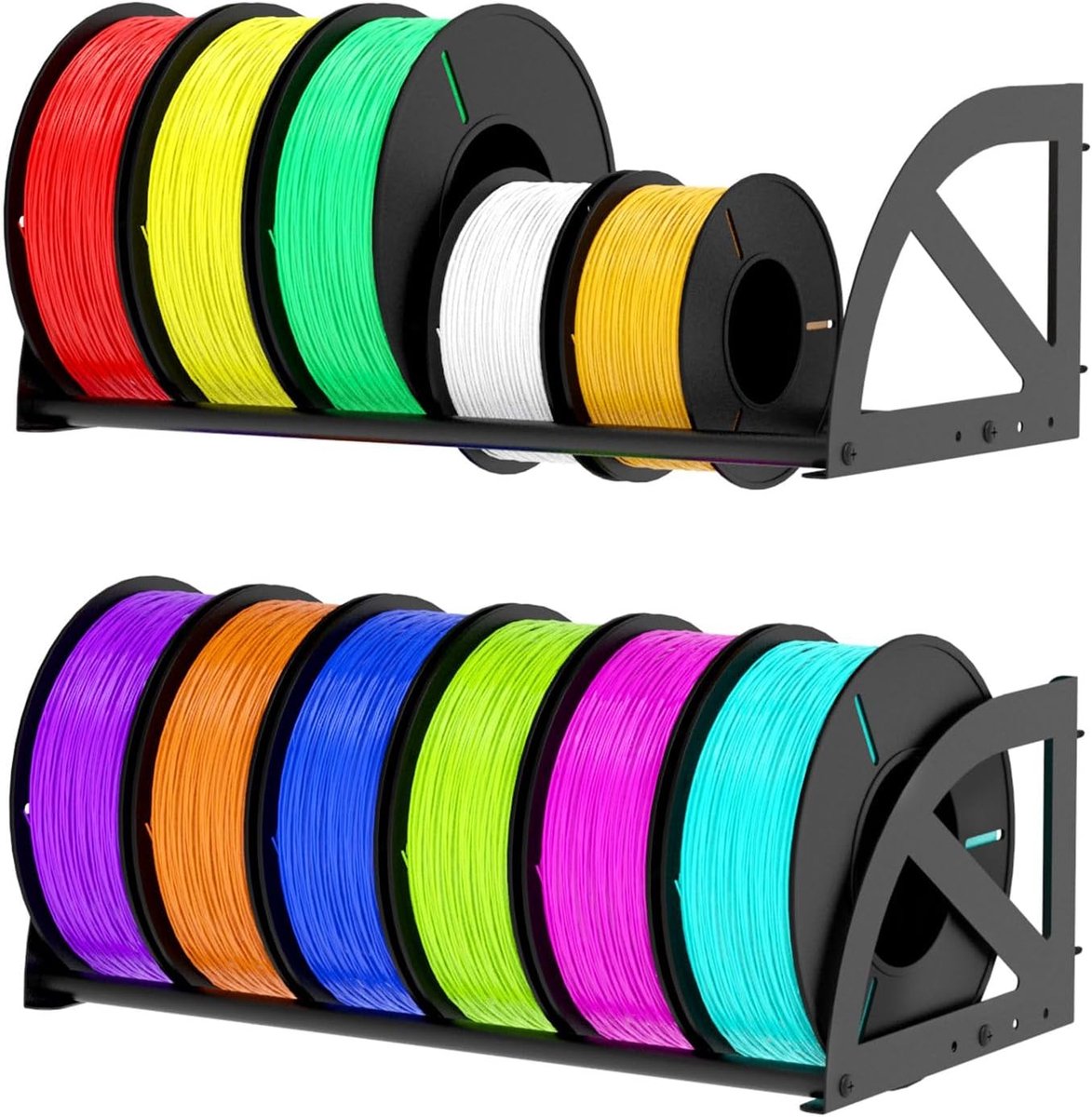 SnelShoppen - Pack van 2 3D Printer Filament Opbergrek Wandmontage Metaal PLA Filament - Voor 12 Rollen - Grote Capaciteit - Verstelbare Buizen