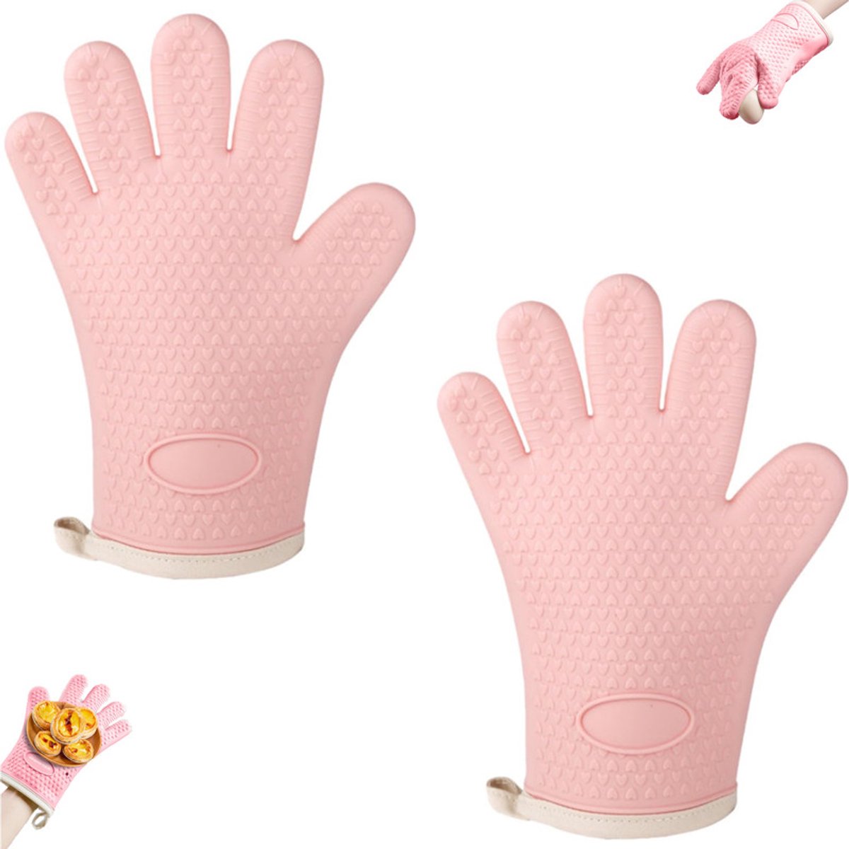 2 stuks- Ovenwanten - Ovenbestendige handschoenen- Hittebestendige handschoenen - Bakhandschoenen - Waterdicht - Bestand tegen hoge temperaturen - Roze - Geschikt voor koken en bakken in de keuken
