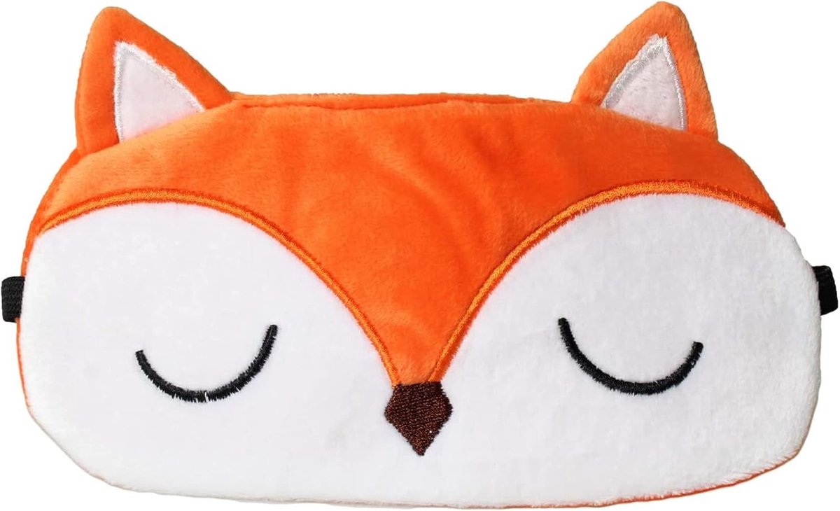 SnelShoppen - 3D Zacht Fluffy Cartoon Oogmasker voor Kinderen en Volwassenen, Reis- en Napslaapmasker in Vosdesign, Comfortabel en Wasbaar