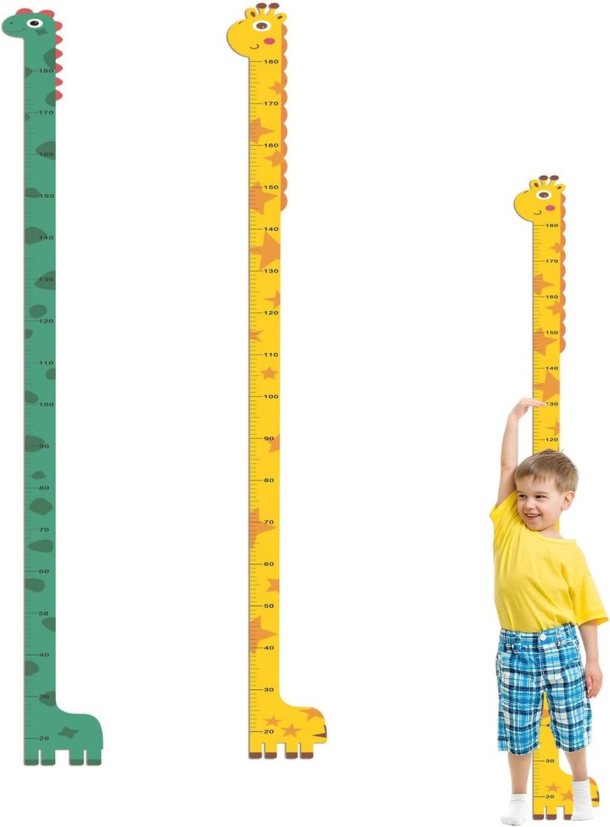 SnelShoppen - 2 Stuks Kinderbedlinnen Maat 180 cm - Groeimeter Wandsticker voor Jongens en Meisjes - Zelfklevende PVC Muurdecoratie - Ideaal voor Baby