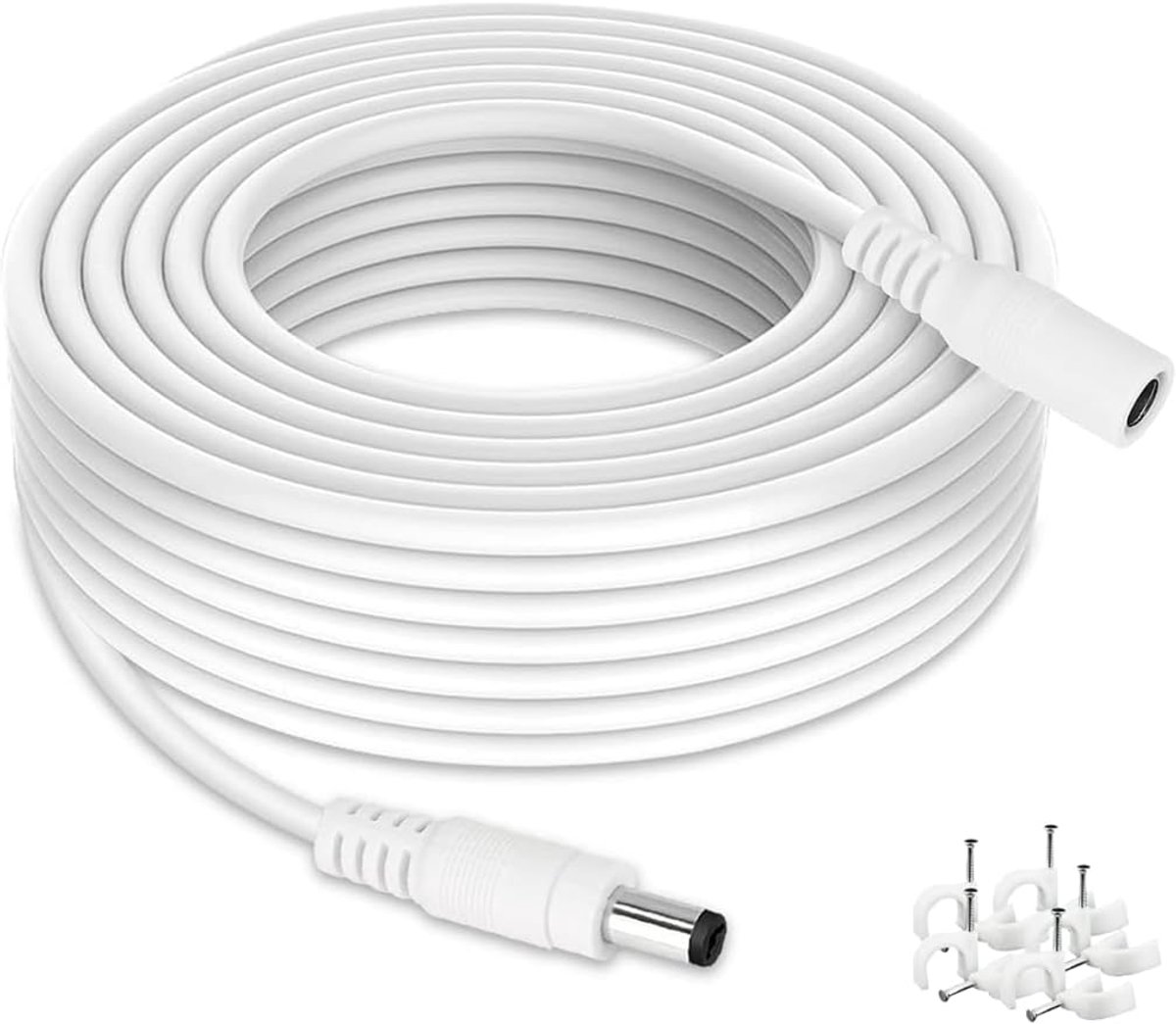 SnelShoppen - DC Extension Kabel 10 Meter 2.1mm x 5.5mm Voor 12V Adapter - Geschikt Voor CCTV Beveiligingscamera's, IP Camera's, DVR - Wit