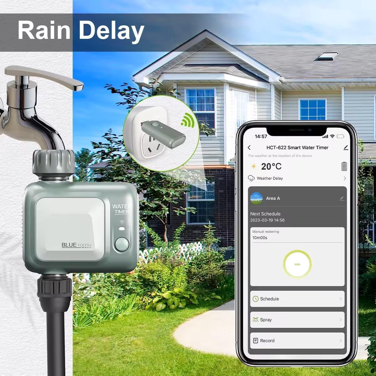 SnelShoppen - Intelligent Water Timer met Bluetooth en WiFi, Tuya/Smart Life Compatibel, Alexa en Google Assistant, Automatische Tuin Irrigatie, IPX5