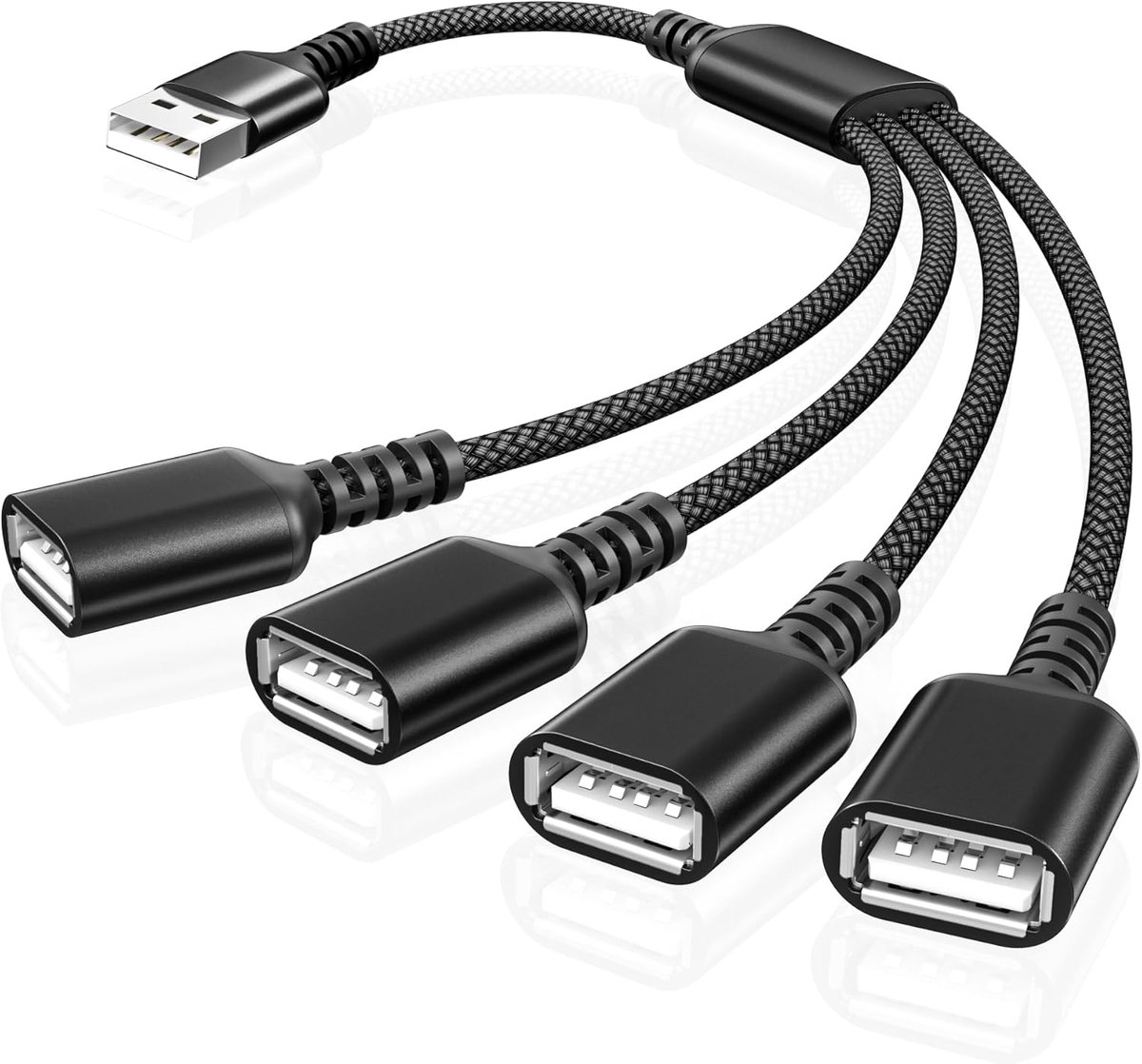SnelShoppen - USB Splitter Y Kabel 1M, 1 Male naar 4 Female USB-A Hub | Multi USB Port Extender Converter, Data Charger Split Adapter voor Thuis, Kant