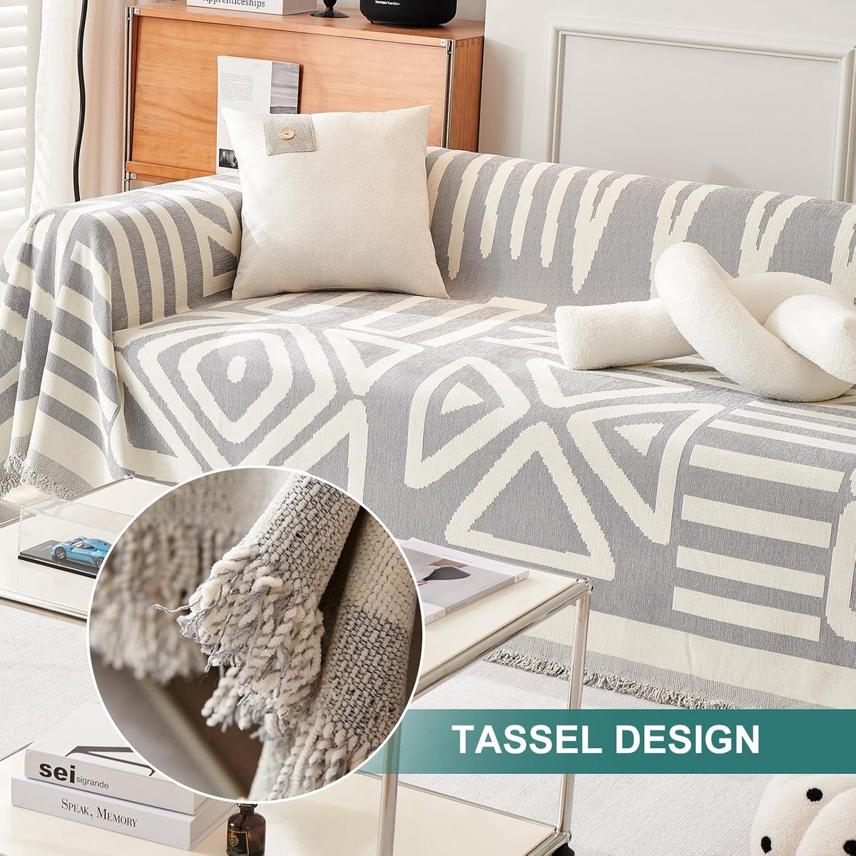 SnelShoppen - Multifunctionele Chenille Tassels Sofa Throw 180x300cm - Zachte en Ademend Grijze Dekentje voor Sofa, Bed, Kinderen, Reizen, Anti-pillin