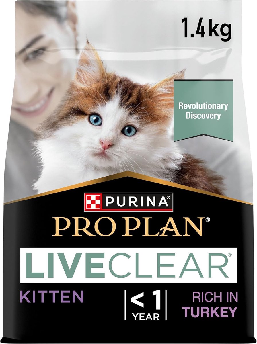 SnelShoppen - Droogvoer voor Katten - Pro Plan Liveclear Kitten Turkey - 6 x 1.4 kg - Vermindert Allergenen - Ondersteunt Immuunsysteem en Spijsverter