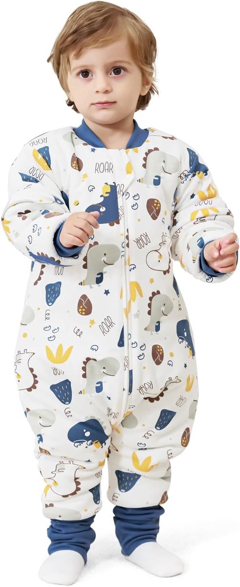 SnelShoppen - Baby Long Sleeve Sleeping Bag met Voeten 3.5 tog Winter Slaapzak voor Kinderen met Benen, Schattig Dinosaurus Patroon, Geschikt voor Bab