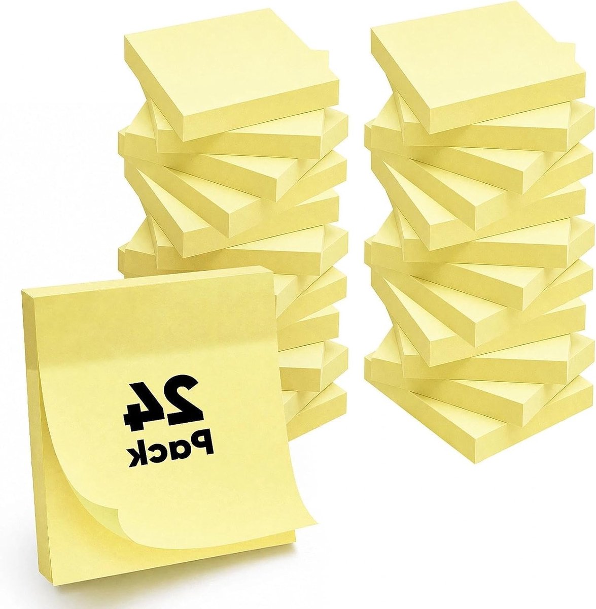 Set van 2400 Gele Zelfklevende Notities 50x50mm voor Kantoor en Thuis - Herbruikbare Notepads zonder Inktbloeding, Perfect voor Organisatie en Notities