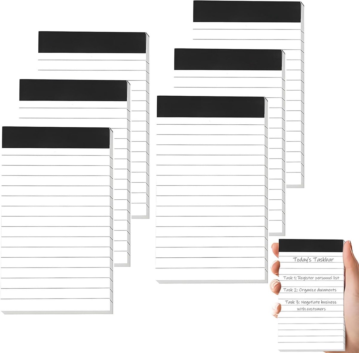 Notitieblok Klein - 6 Stuks - A7 - Gelinieerd - Afscheurbare Vellen - 180 Pagina's - Hoogwaardig Papier - Schrijfblok
