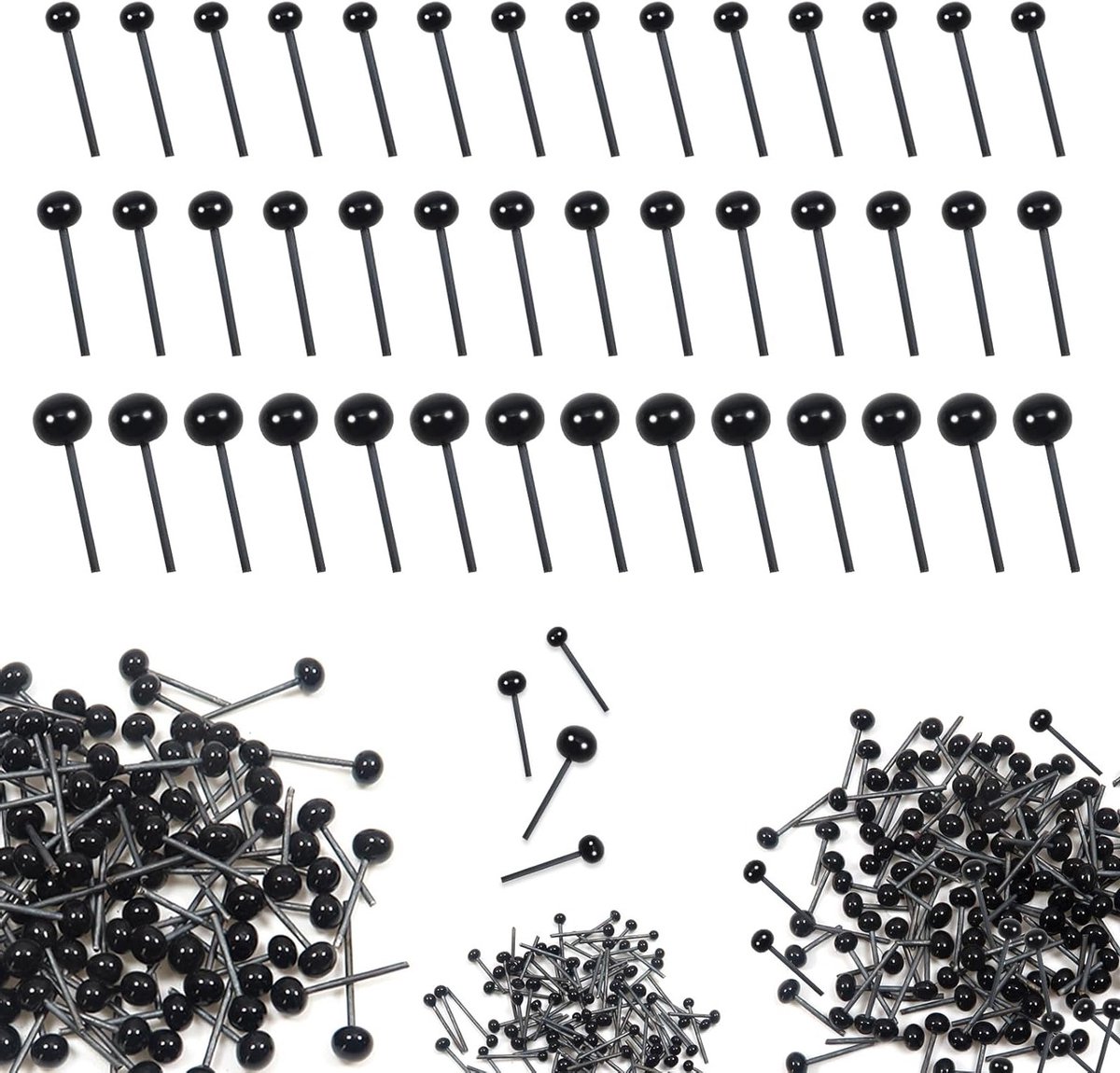 300 Stuks Mini Zwarte Glazen Ogen Kits voor Poppenmaken en Naaldvilt | Kleine Ogen, Creatieve Knutselprojecten, DIY Scrapbooking, Handgemaakt, Poppen Accessoires