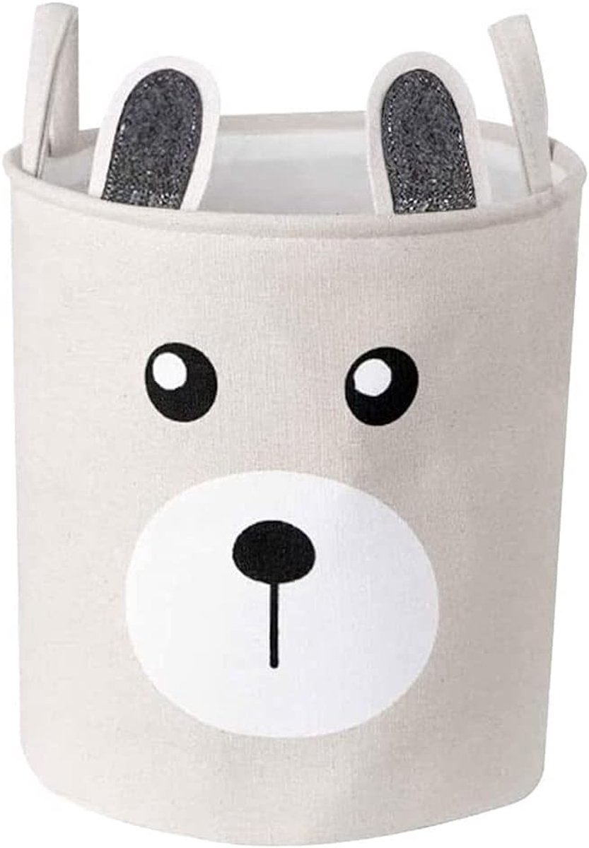 SnelShoppen - Grote Canvas Organizer Basket - Waterdichte Wasmand voor Kinderen - Opbergbak van Tarpaulin - Vouwbare Ronde Opslag met Handvatten - Bei