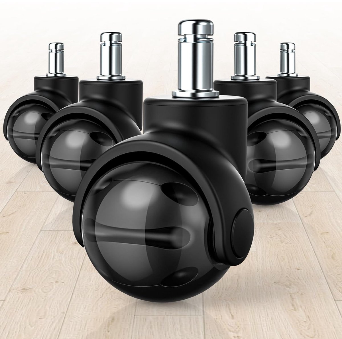SnelShoppen - Office Chair Casters voor Gaming Chairs - 11 mm, 22 mm, Zwarte Wielen - Duurzaam Materiaal voor Optimale Mobiliteit