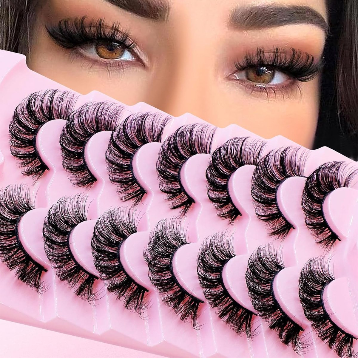 SnelShoppen - 3D Clear Band Valse Wimpers, 7 Paar Dramatische Cat Eye Kunstwimpers, Wispy & Wollige Nepwimpers, Zacht, Herbruikbaar, Extra Lange & Kru