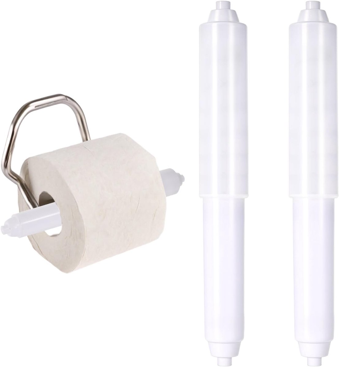 SnelShoppen - 2 Stuks Toiletpapierhouder, Vervangende Rolhouder van Hoogwaardige Plastic met Veermechanisme, Wit voor Thuis en Restaurantgebruik